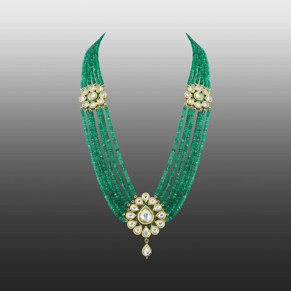 Multi-Strand Emerald Necklace with Polkis